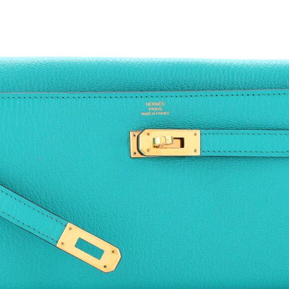 Hermes Kelly Wallet Chevre Mysore Long Blue - Picture 6 of 8